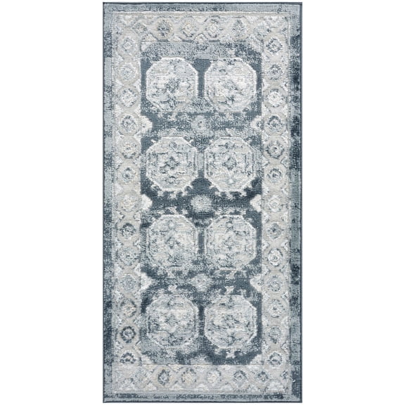 Nourison Dekor 2' x 4' Grey Navy Vintage Indoor Rug