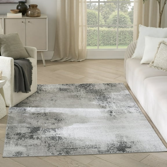 Nourison Dekor 4' x 6' Grey Charcoal Modern Indoor Rug