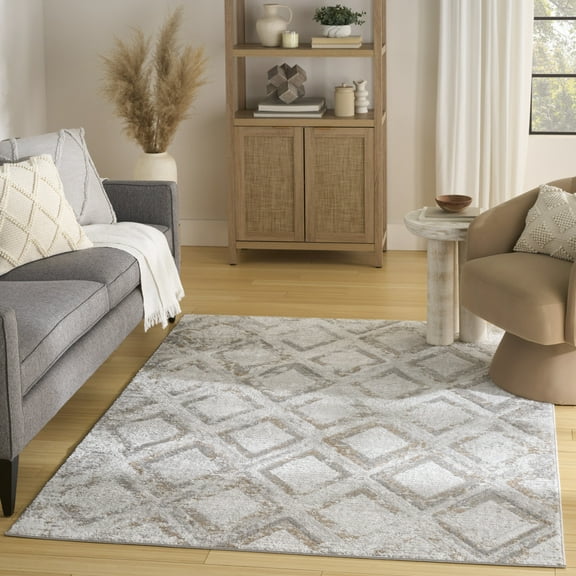 Nourison Dekor 4' x 6' Grey Modern Indoor Rug