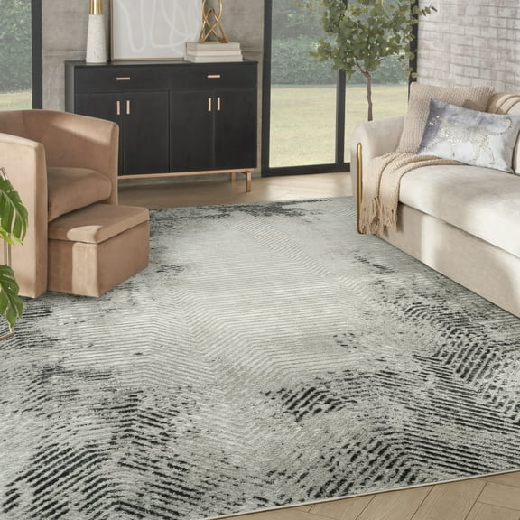 Nourison Dekor 7'10" x 9'10" Grey Charcoal Modern Indoor Rug