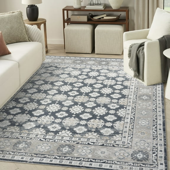 Nourison Dekor 7'10" x 9'10" Grey Navy Vintage Indoor Rug