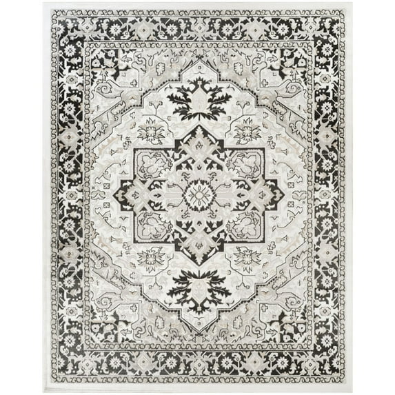 Nourison Dekor 7'10" x 9'10" Ivory Charcoal Vintage Indoor Area Rug