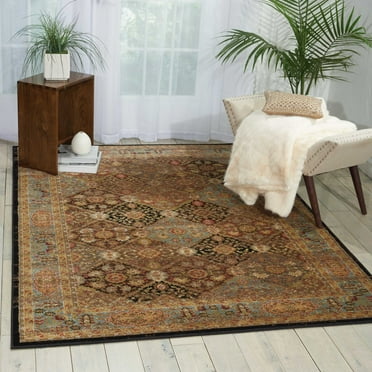 Nourison Delano Traditional Black/Blue 5'3" x 7'3" Area Rug, (5x7)