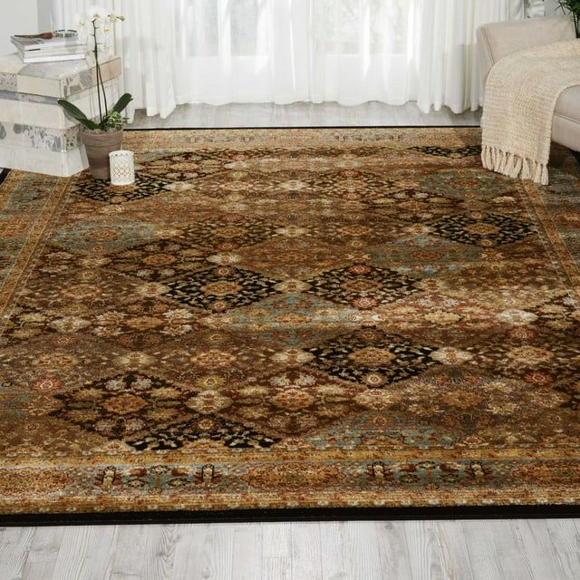 Nourison Delano Traditional Black/Blue 7'10" x 10'10" Area Rug, (8x11)