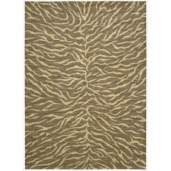 Nourison Design Dimension Area Rug Brown 7' 9" x 10' 10" Latex Free Animal,Abstract 7' x 9' Indoor Beige Rectangle