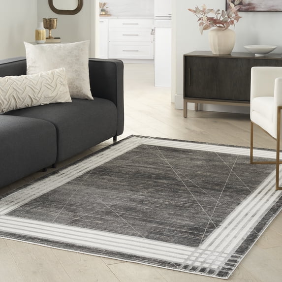 Nourison Desire Abstract Charcoal/Silver 5'3" x 7'3" Area Rug, (5x7)