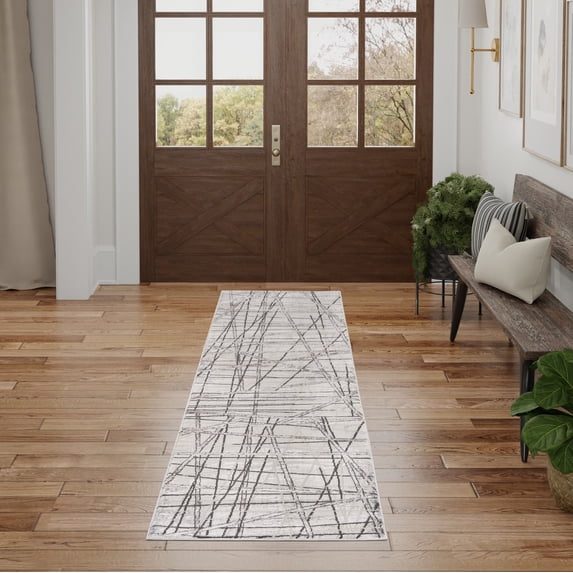 Nourison Desire Abstract Grey Silver 2'3" x 7'6" Area Rug (2x8)