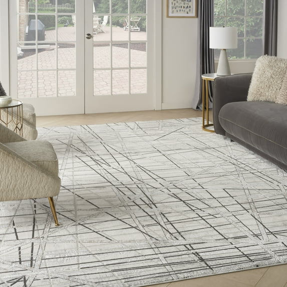 Nourison Desire Abstract Grey Silver 9' x 12' Area Rug (9x12)