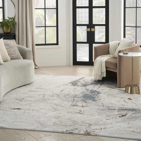Nourison Desire Abstract Ivory Grey Blue 9' x 12' Area Rug (9x12)