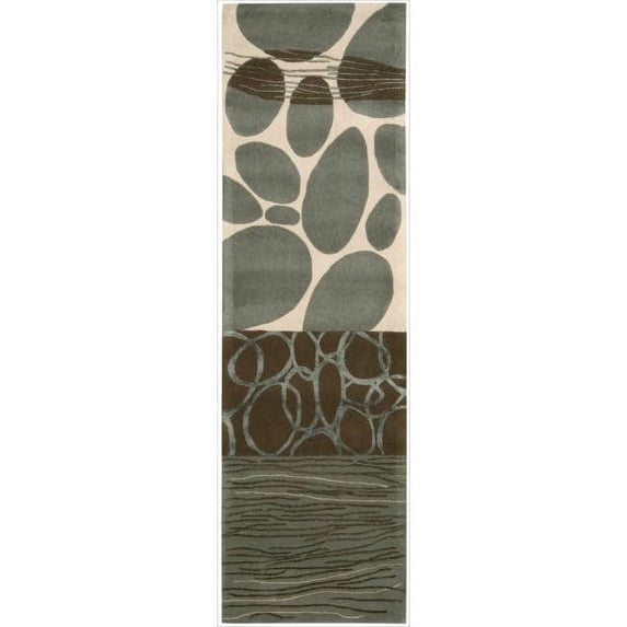Nourison Dimensions Hand-tufted Area Rug Green 2' x 7' Runner Contains Latex Geometric,Abstract 8' Runner Indoor,Handmade,Runner Grey Rectangle
