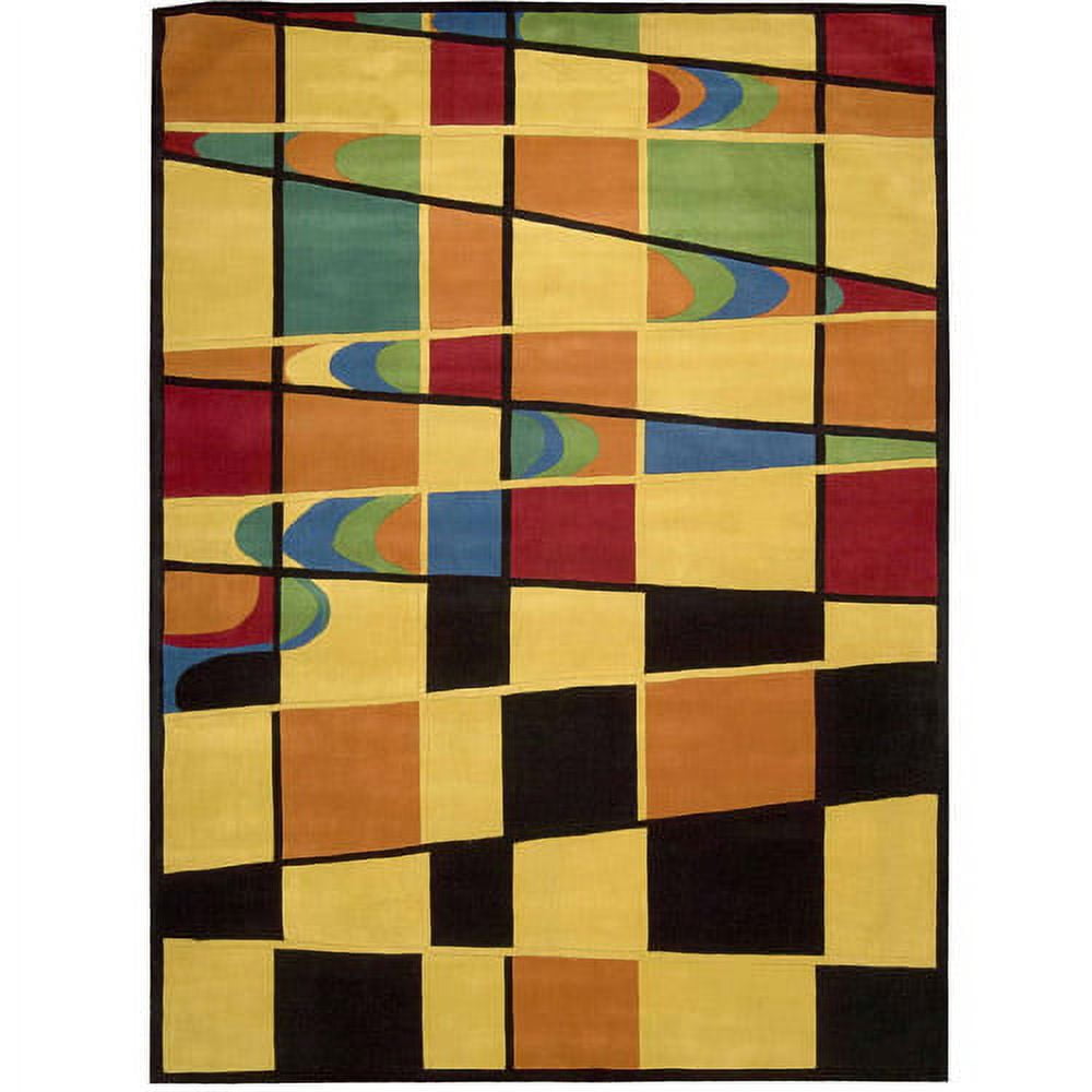 Handmade Wool Abstract Multicolor Rectangular Rug