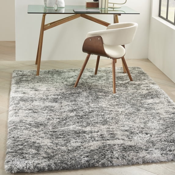 Nourison Dreamy Shag Abstract Contemporary Charcoal Grey 4' x 6' Area Rug