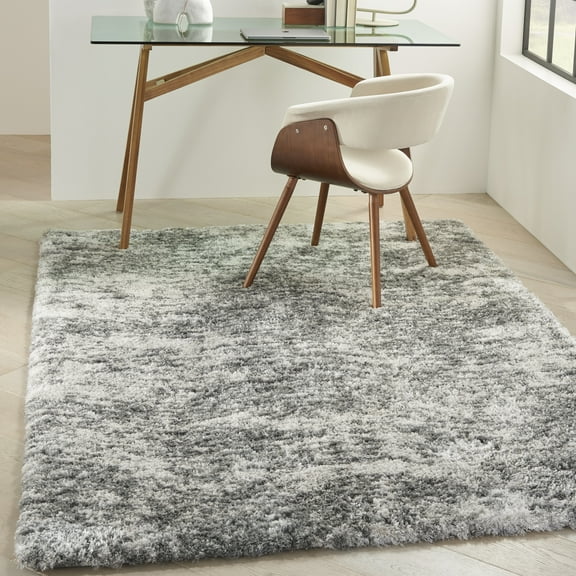 Nourison Dreamy Shag Abstract Contemporary Charcoal Grey 4' x 6' Area Rug