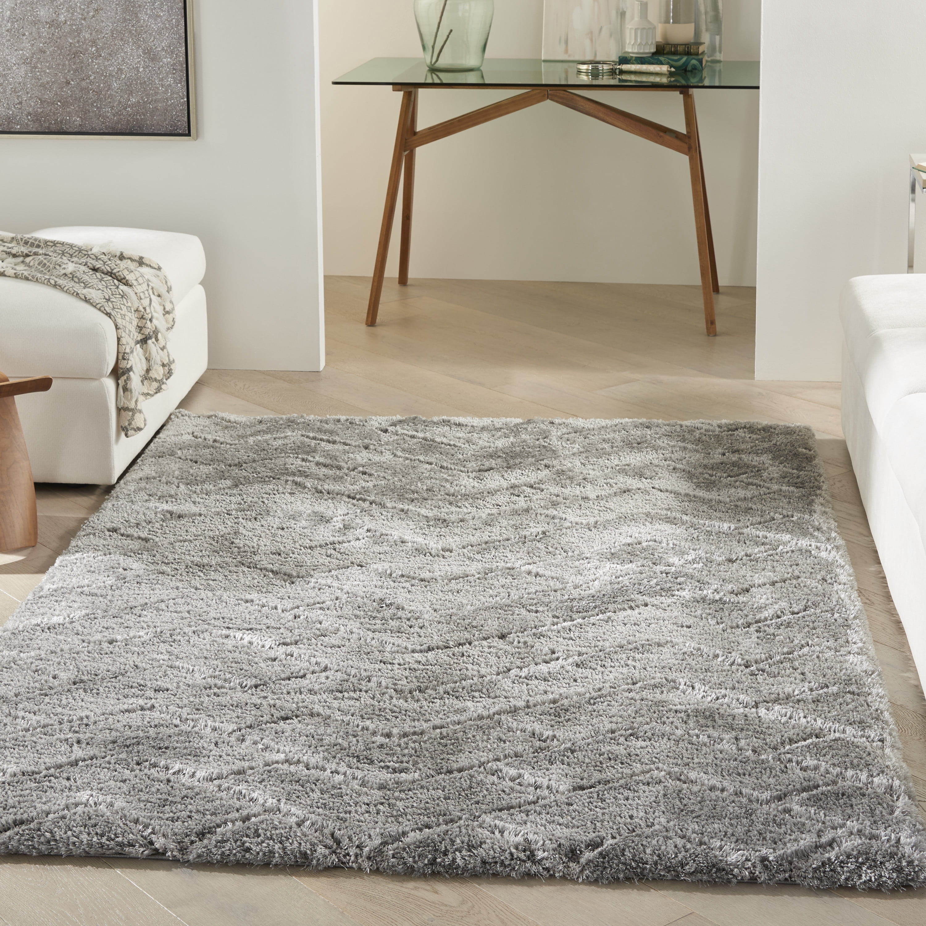 Nourison Dreamy Shag Abstract Contemporary Grey 4' x 6' Area Rug