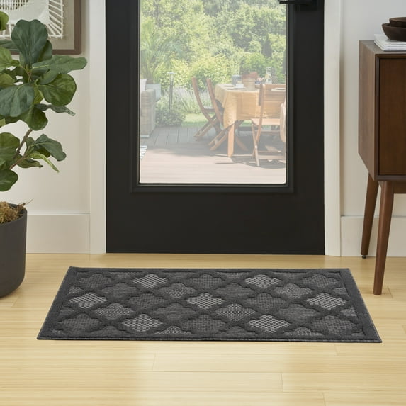 Nourison Easy Care 2' x 4' Charcoal/Black Indoor/Outdoor Rug