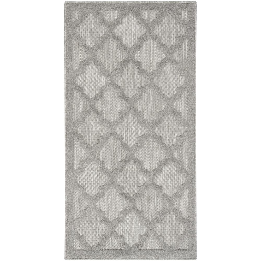 Silver Grey Trellis Flat Woven Reversible Synthetic Rug 2' x 4'