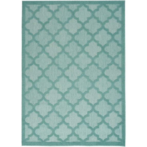 Nourison Easy Care 4' x 6' Aqua Teal Modern Flatweave Indoor/Outdoor Rug