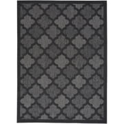 Nourison Easy Care 5 x 7 Charcoal Black Modern Flatweave Indoor/Outdoor Rug