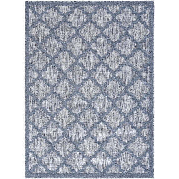 Nourison Easy Care 5' x 7' Denim Blue Modern Flatweave Indoor/Outdoor Rug