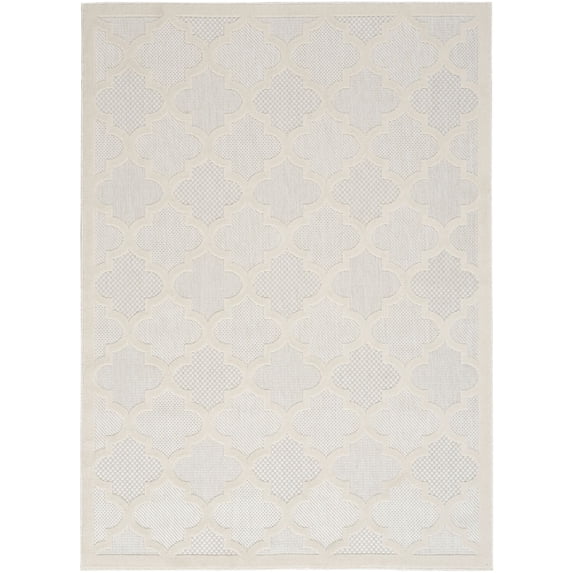 Nourison Easy Care 5' x 7' Ivory White Modern Flatweave Indoor/Outdoor Rug