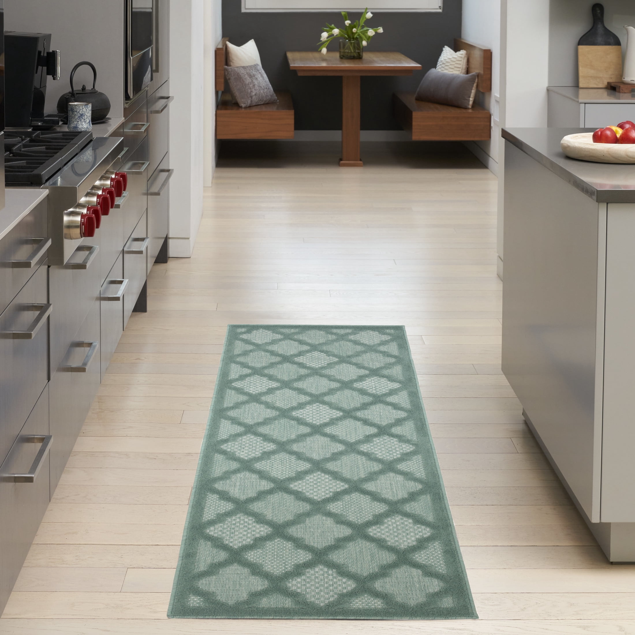 Nourison Easy Care 2' x 6' Aqua Teal Outdoor Rug
