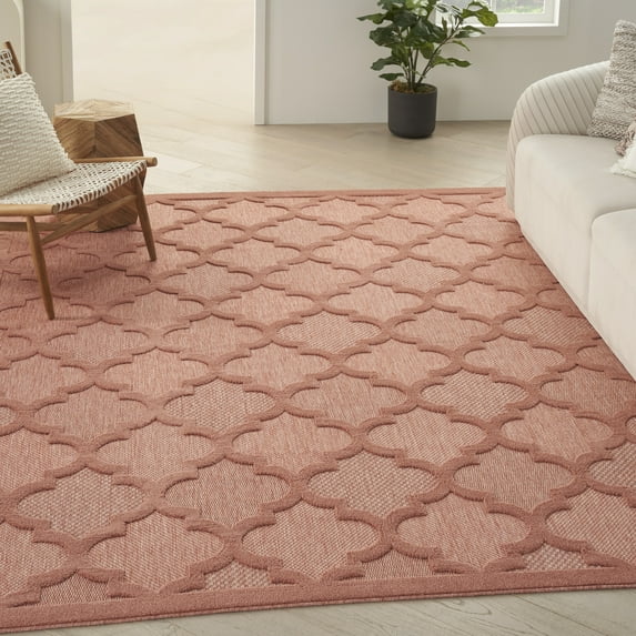 Nourison Easy Care 7' x 10' Coral/Orange Indoor/Outdoor Rug