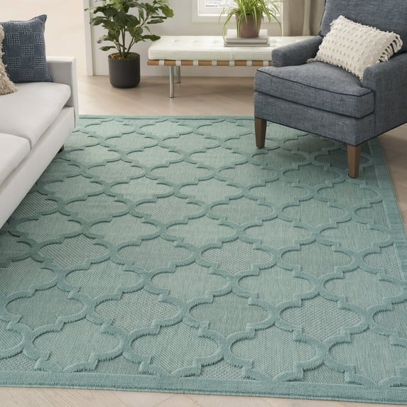 Nourison Easy Care 8' x 10' Aqua/Teal Indoor/Outdoor Rug
