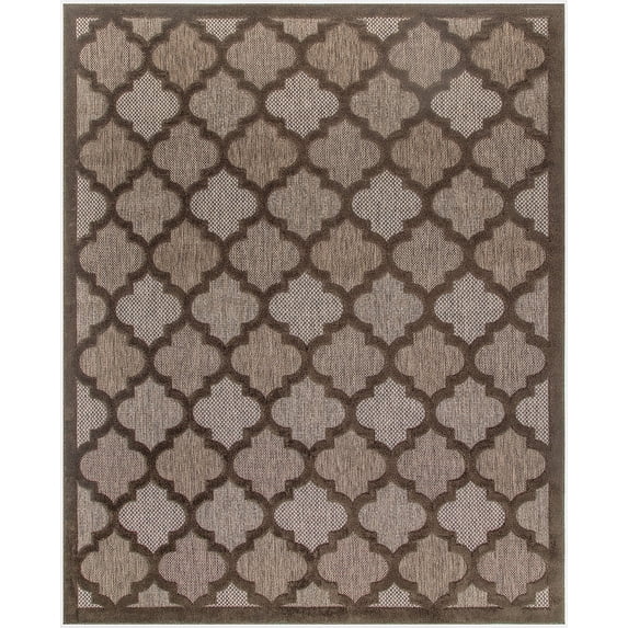 Nourison Easy Care Modern Indoor/Outdoor Brown 9' x 12' Area Rug (9x12)