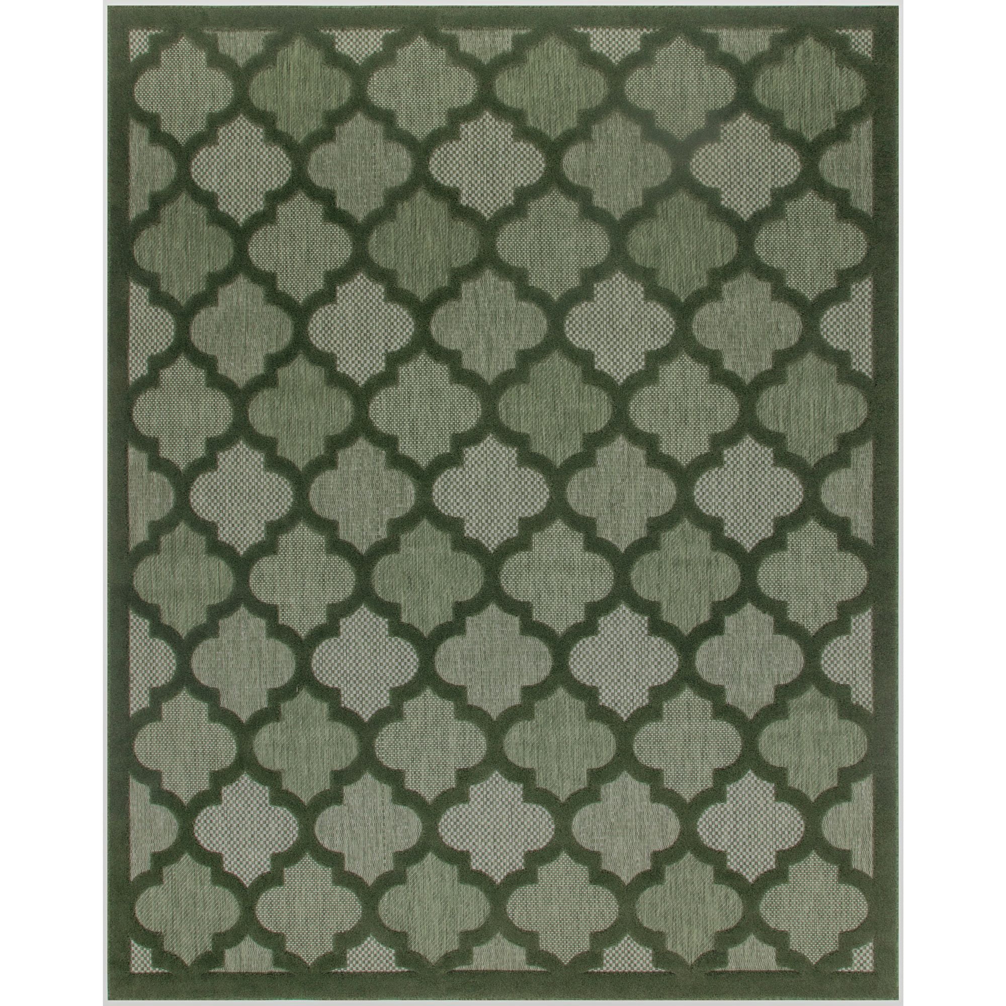 Nourison Easy Care Trellis Flatweave Indoor Outdoor Area Rug 9' x 12' Green