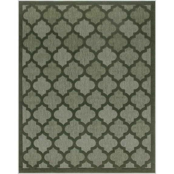 Nourison Easy Care Modern Indoor/Outdoor Green 9' x 12' Area Rug (9x12)