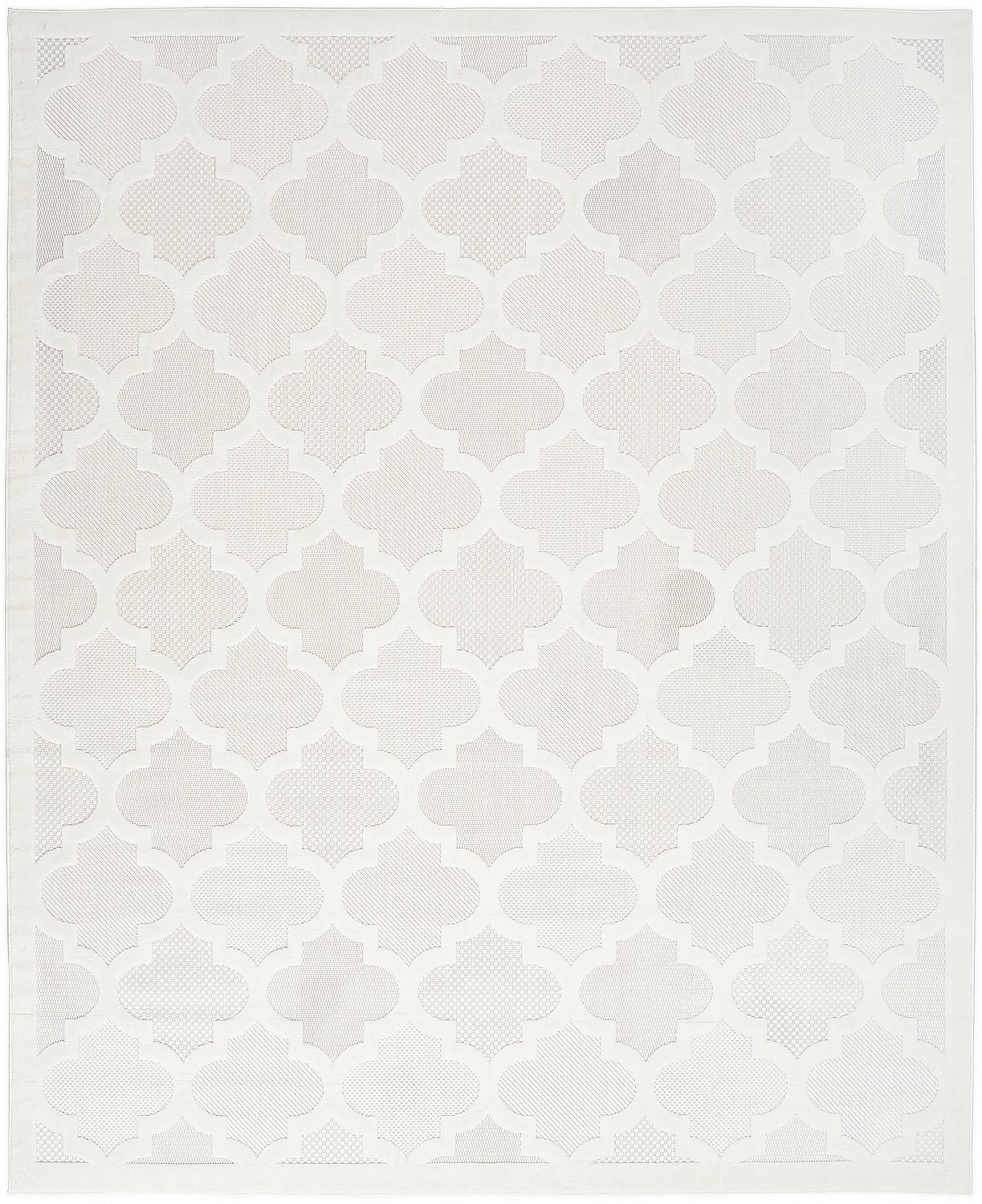 Moroccan Trellis Ivory-White 9' x 12' Easy-Care Outdoor Rug