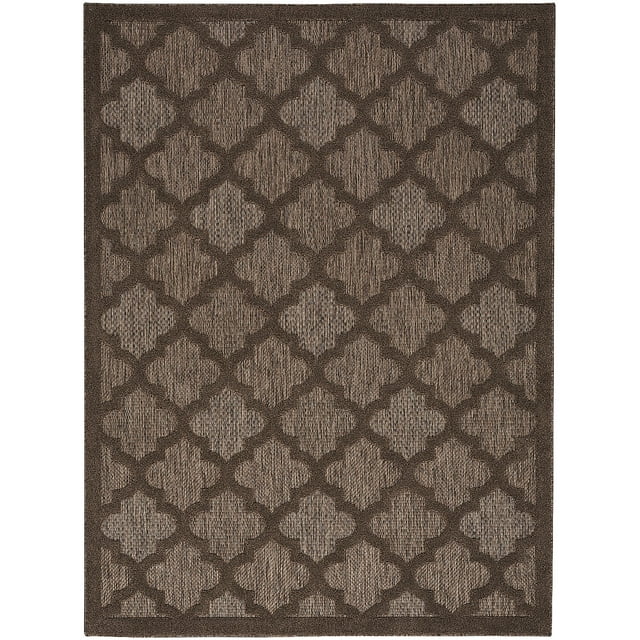 Nourison Easy Care Indoor/Outdoor Brown 5' x 7' Area Rug (5x7 ...