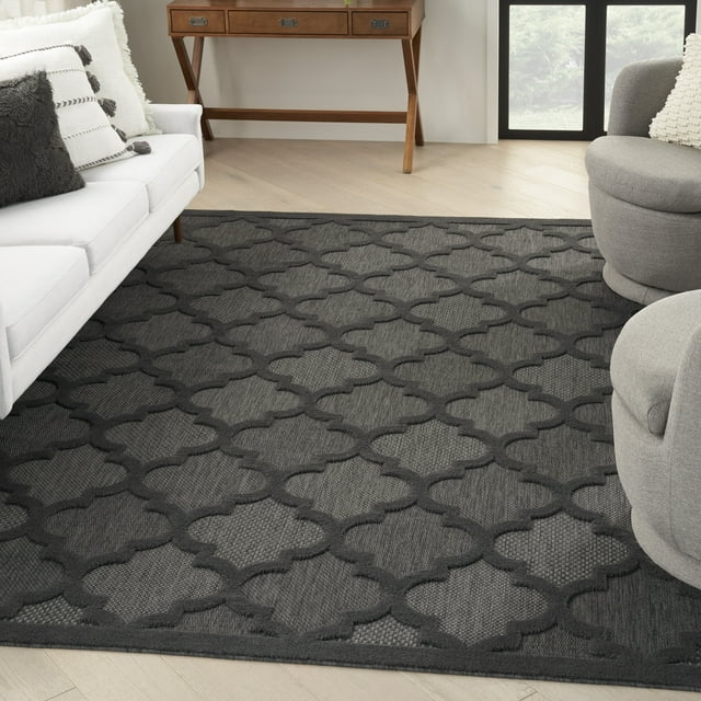 Nourison Easy Care Indoor/Outdoor Charcoal Black 12' x 15' Area Rug (12x15)