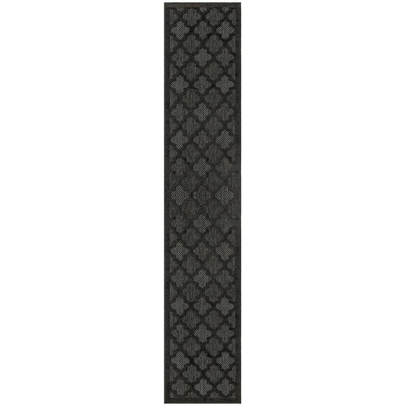 Nourison Easy Care Indoor/Outdoor Charcoal Black 2'2" x 12' Area Rug (2x12)