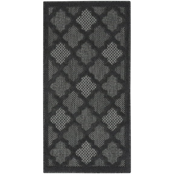 Nourison Easy Care Indoor/Outdoor Charcoal Black 3' x 5' Area Rug (3x5)