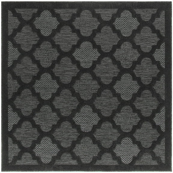 Nourison Easy Care Indoor/Outdoor Charcoal Black 5' x Square Area Rug (5 Square)