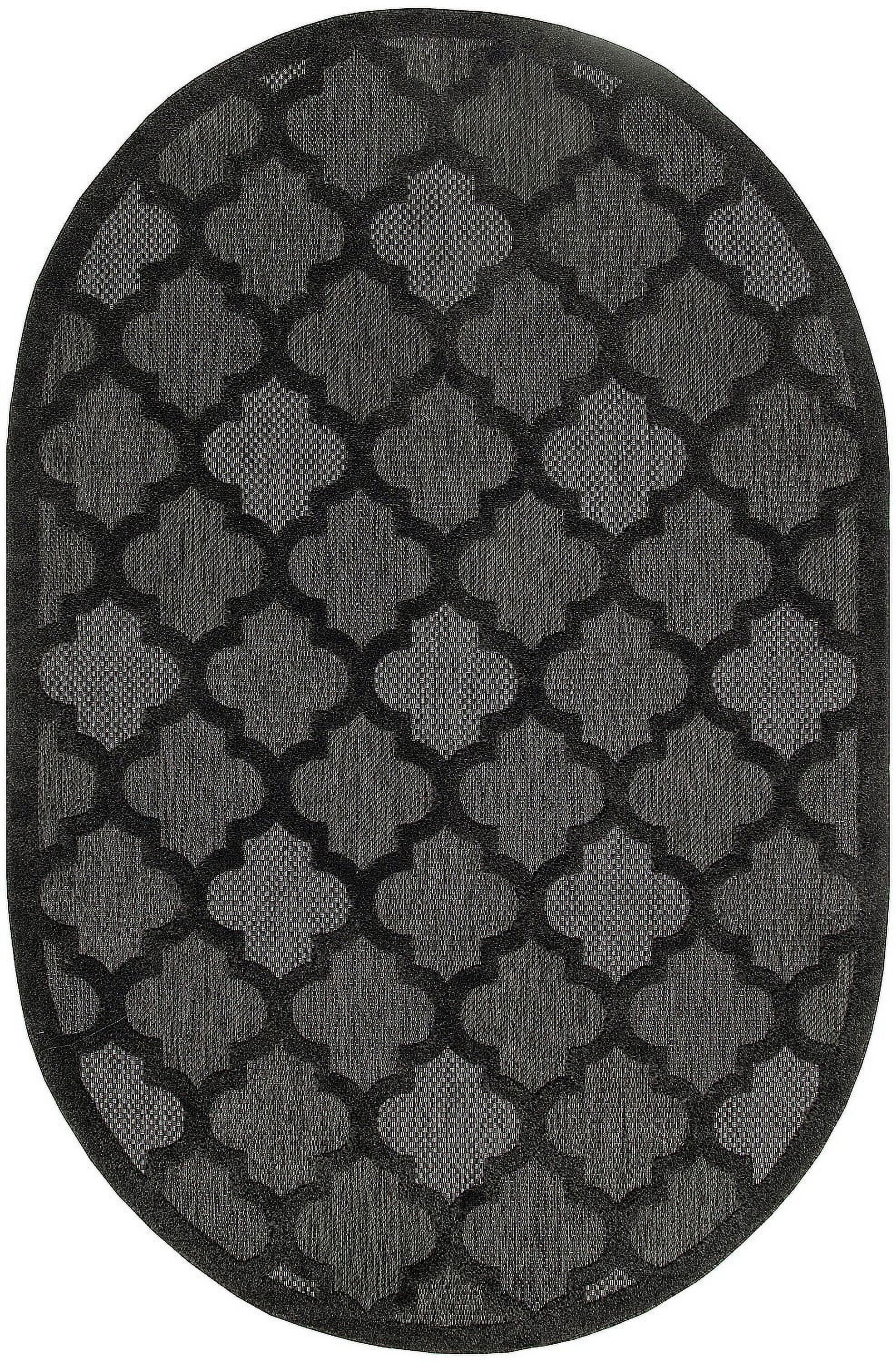 Nourison Home Indoor Outdoor Area Rug, Charcoal Black, Oval, 6' x 9 ...