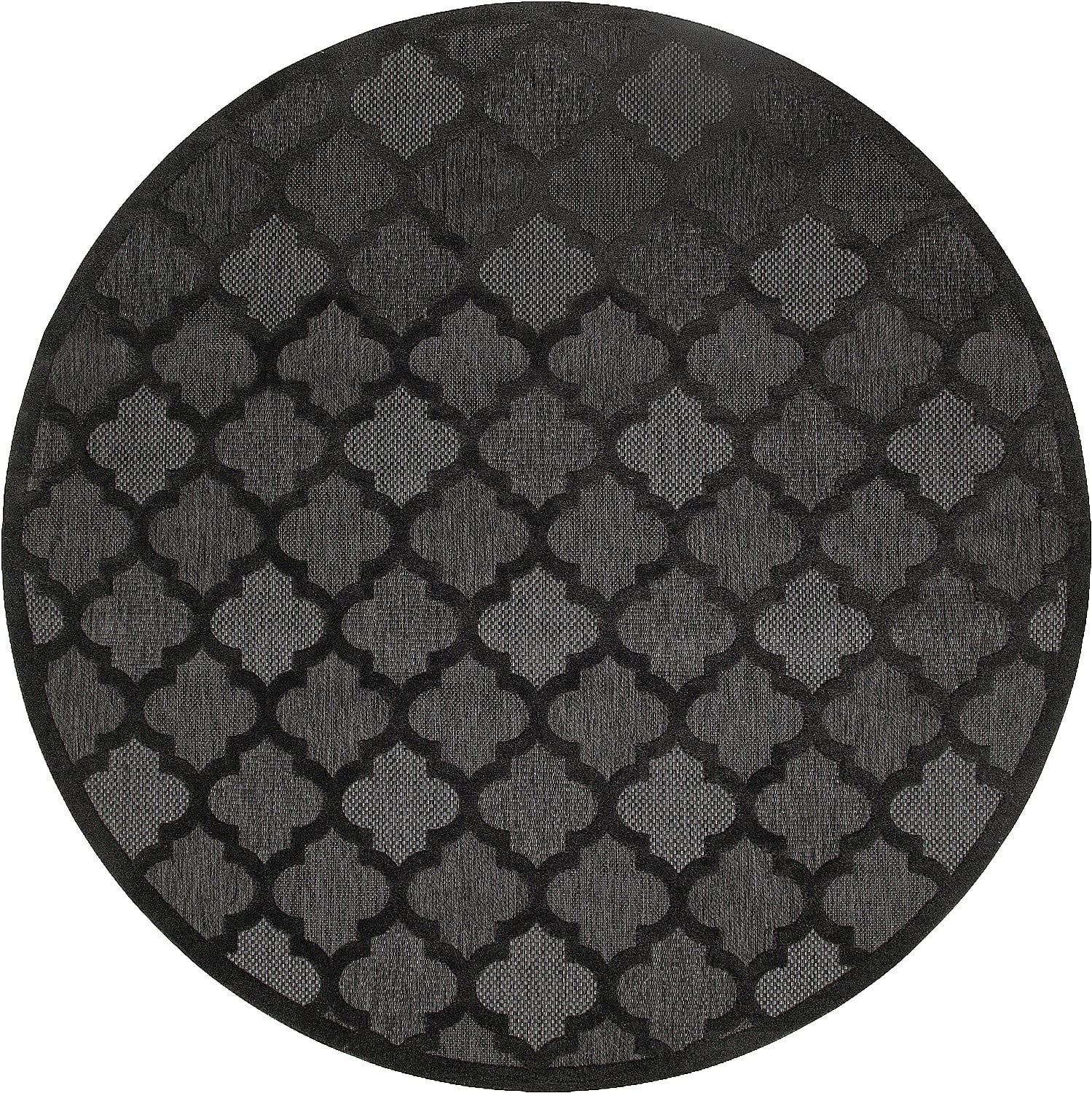 Nourison Easy Care Indoor/Outdoor Charcoal Black 8' x Round Area Rug (8 Round)