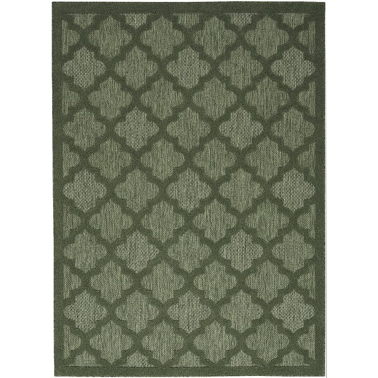 4' X 6' Green Damask Indoor Outdoor Area Rug 4' X 6' Green Damask Indoor Outdoor Area Rug