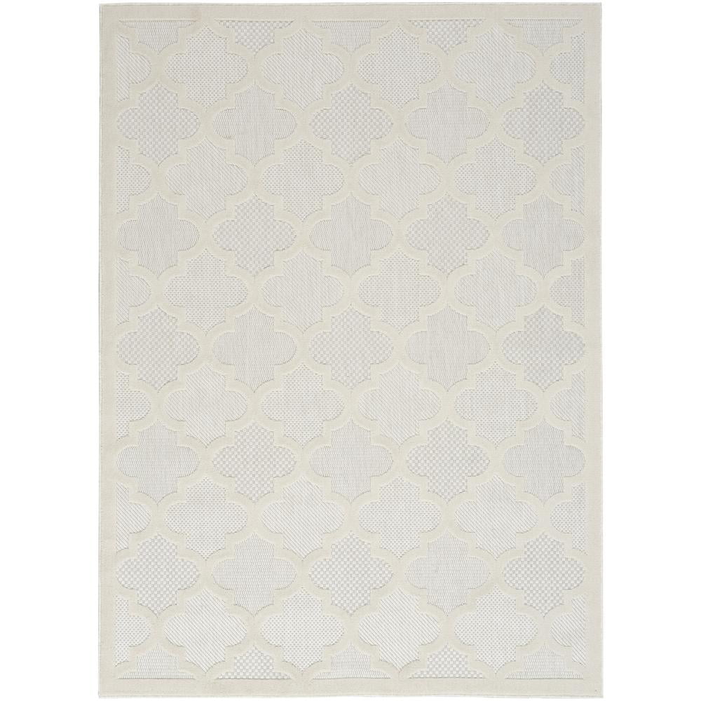 Ivory/White 4' x 6' Synthetic Trellis Flat Woven Rug