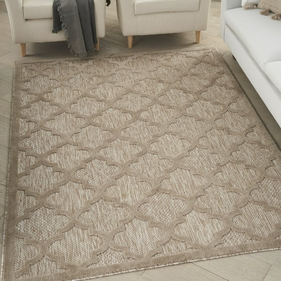 Nourison Easy Care Indoor/Outdoor Natural Beige 5' x 7' Area Rug, (5x7)