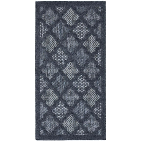 Nourison Easy Care Indoor/Outdoor Navy Blue 2' x 4' Area Rug, (2x4)