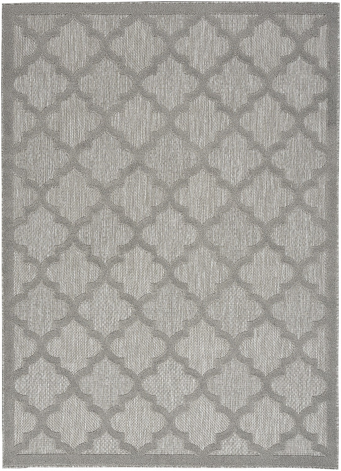 Silver Grey Trellis Synthetic 4' x 6' Easy-Care Area Rug