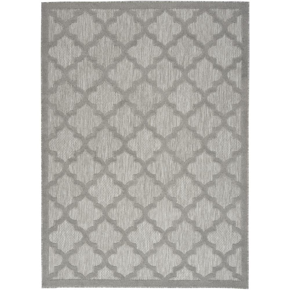 Silver Grey Trellis Synthetic 4' x 6' Easy-Care Area Rug