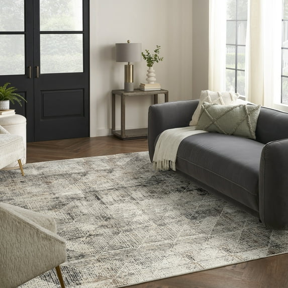 Nourison Eco-Friendly Geometric Ivory Multicolor 9' x 12' Area Rug (9x12)