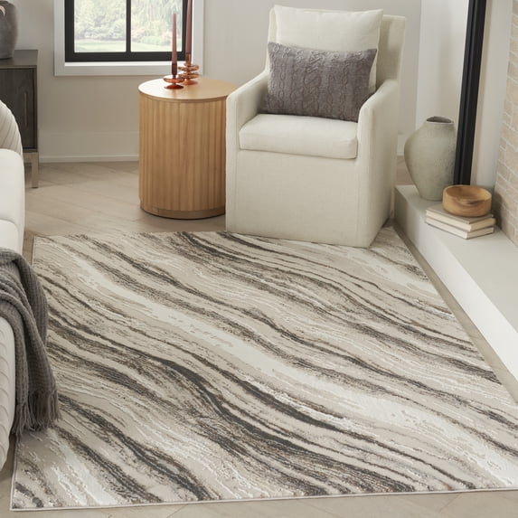 Nourison Eco-Friendly Modern Abstract Beige Grey 6' x 9' Area Rug (6x9)