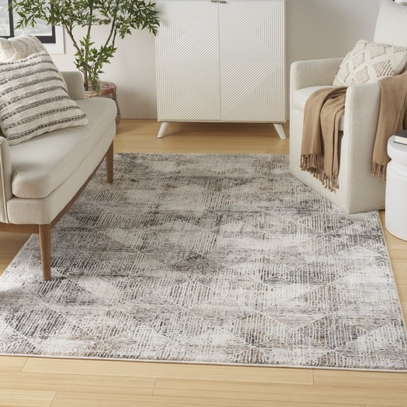 Nourison Eco-Friendly Modern Abstract Ivory Multicolor 6' x 9' Area Rug (6x9)