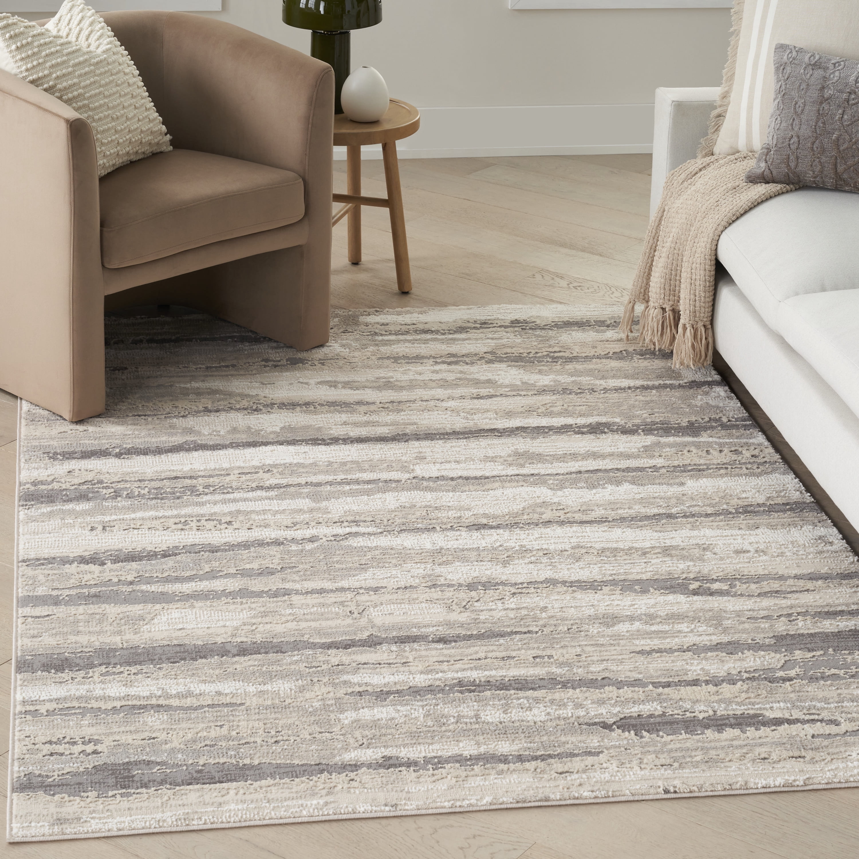 Nourison Eco-Friendly Modern Abstract Ivory Multicolor 6' x 9' Area Rug ...