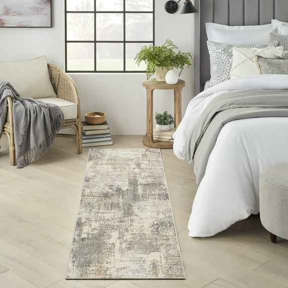 Nourison Eco-Friendly Modern Beige Grey 2'2" x 7'6 Area Rug (2x8)