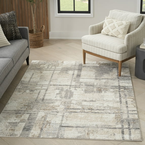 Nourison Eco-Friendly Modern Ivory Multicolor 5'3" x 7'3" Area Rug (5x7)